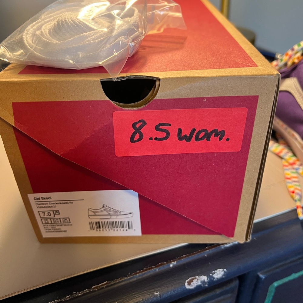 Vans purple sneakers with rainbow trim - like new! - Picture 5 of 5
